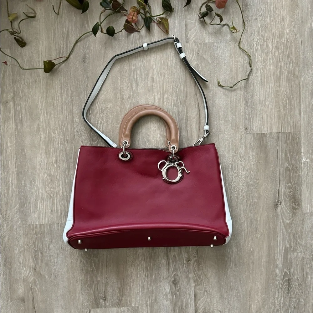 Christian Dior Diorissimo multicolor bag Red White Cream RARE authentic